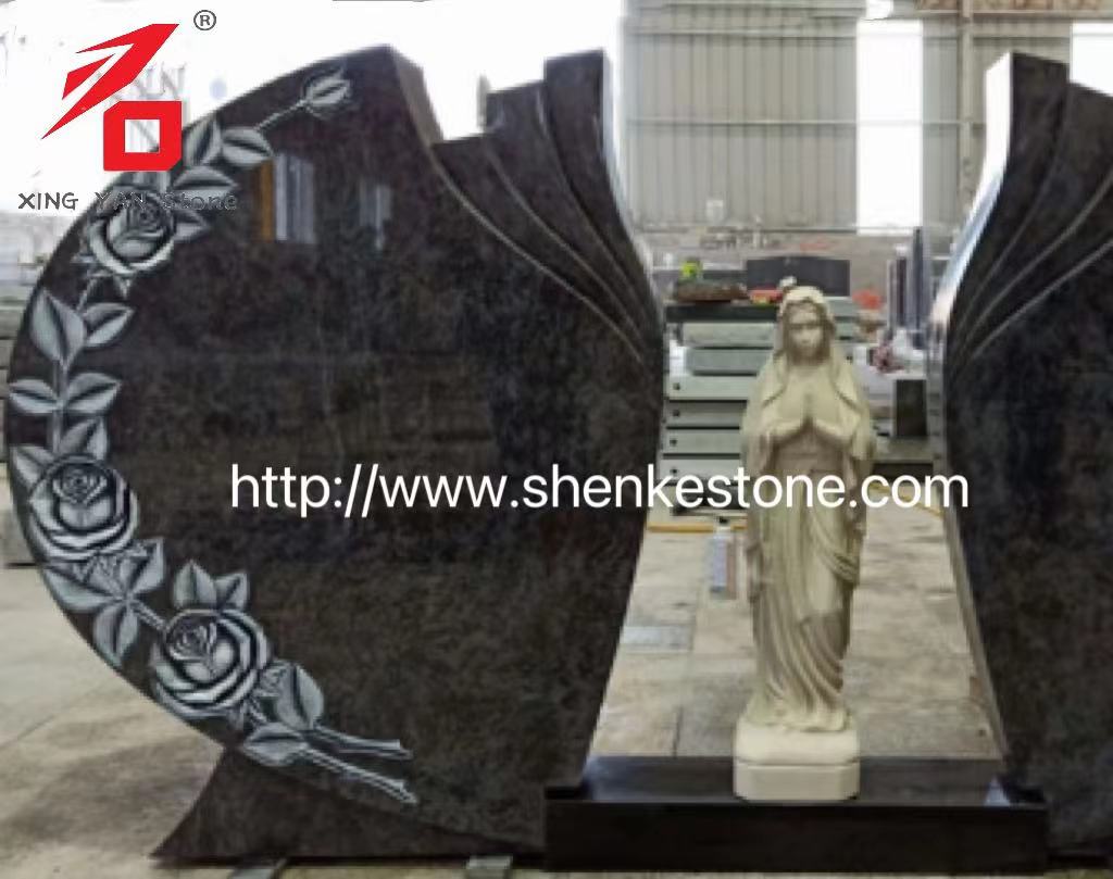 مزدوج Rose Rose Mary Headstone Bahama Granite الأزرق